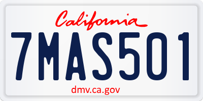 CA license plate 7MAS501