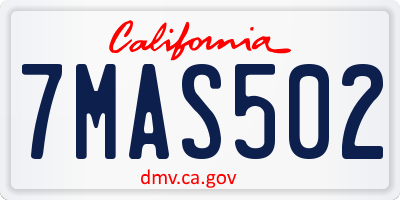 CA license plate 7MAS502