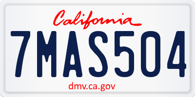 CA license plate 7MAS504