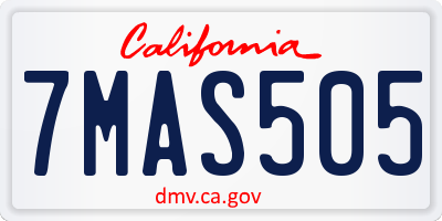 CA license plate 7MAS505