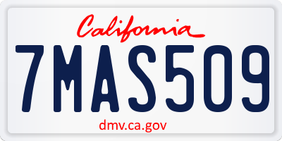 CA license plate 7MAS509