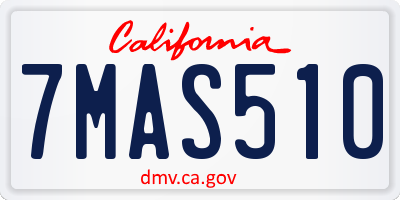 CA license plate 7MAS510