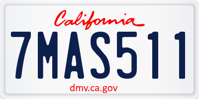 CA license plate 7MAS511