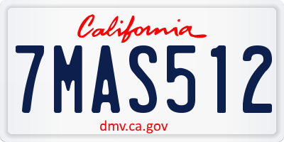 CA license plate 7MAS512