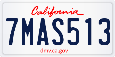 CA license plate 7MAS513