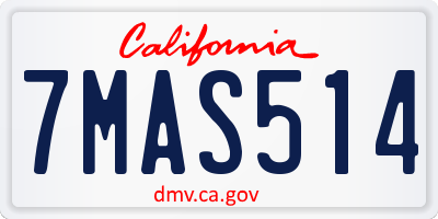 CA license plate 7MAS514