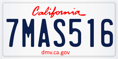 CA license plate 7MAS516