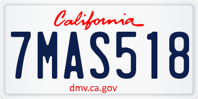 CA license plate 7MAS518