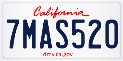 CA license plate 7MAS520