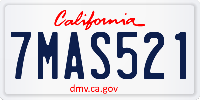 CA license plate 7MAS521