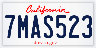 CA license plate 7MAS523