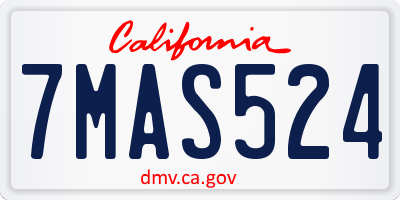 CA license plate 7MAS524