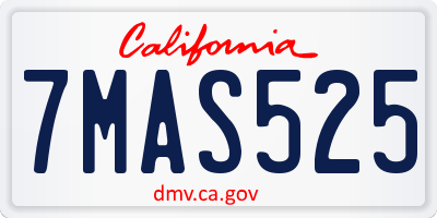 CA license plate 7MAS525