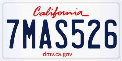 CA license plate 7MAS526