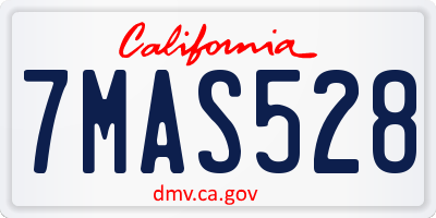 CA license plate 7MAS528