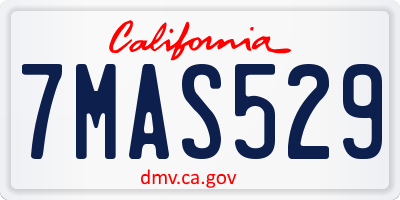 CA license plate 7MAS529
