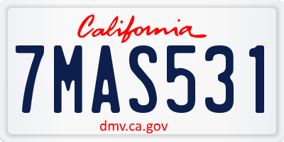 CA license plate 7MAS531