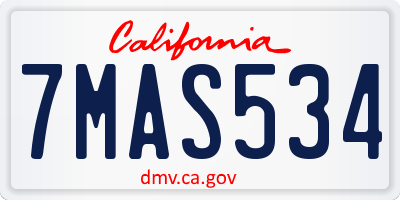 CA license plate 7MAS534