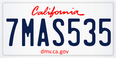 CA license plate 7MAS535