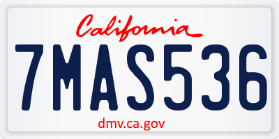 CA license plate 7MAS536