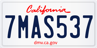 CA license plate 7MAS537