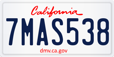 CA license plate 7MAS538