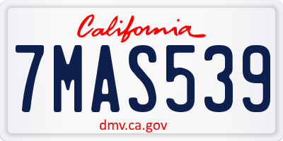 CA license plate 7MAS539