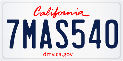 CA license plate 7MAS540