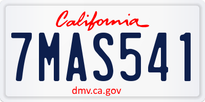 CA license plate 7MAS541