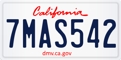 CA license plate 7MAS542