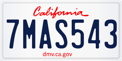 CA license plate 7MAS543