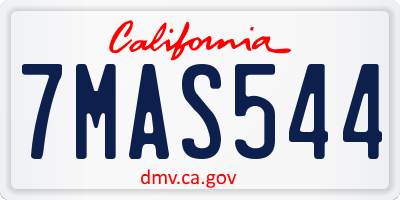 CA license plate 7MAS544