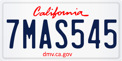 CA license plate 7MAS545