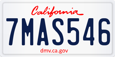 CA license plate 7MAS546