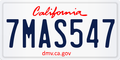 CA license plate 7MAS547