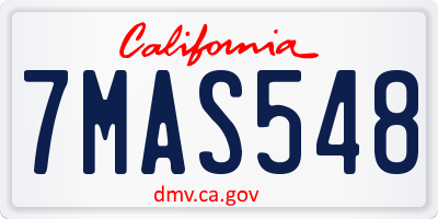 CA license plate 7MAS548