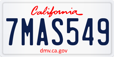 CA license plate 7MAS549