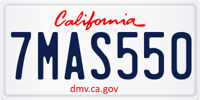 CA license plate 7MAS550