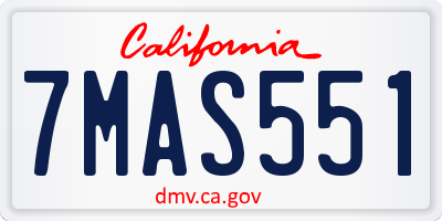 CA license plate 7MAS551