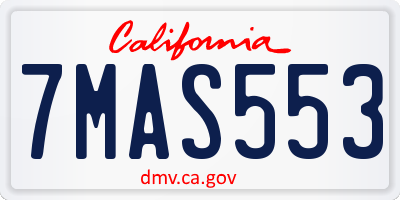 CA license plate 7MAS553