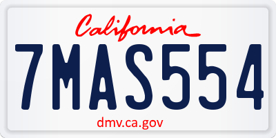 CA license plate 7MAS554