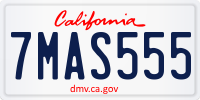 CA license plate 7MAS555