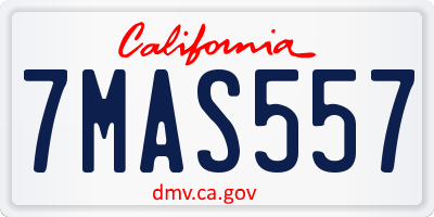 CA license plate 7MAS557