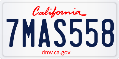 CA license plate 7MAS558