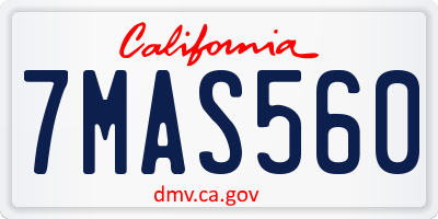 CA license plate 7MAS560