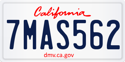 CA license plate 7MAS562