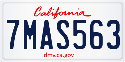 CA license plate 7MAS563