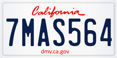 CA license plate 7MAS564