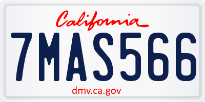 CA license plate 7MAS566