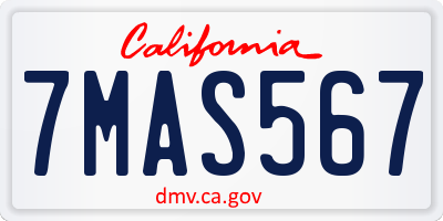 CA license plate 7MAS567